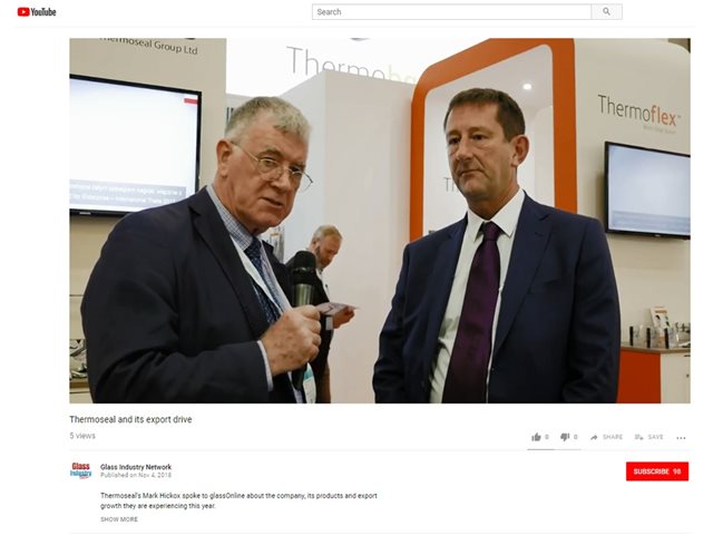 Interview with Mark Hickox, Sales Director at Thermoseal Group discussing the Group's presence at Glasstec and expectations for new business in 2019.